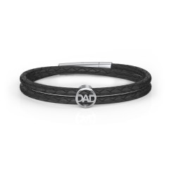 Men’s Leather Sterling Silver Dad Bracelet – Sterling Silver