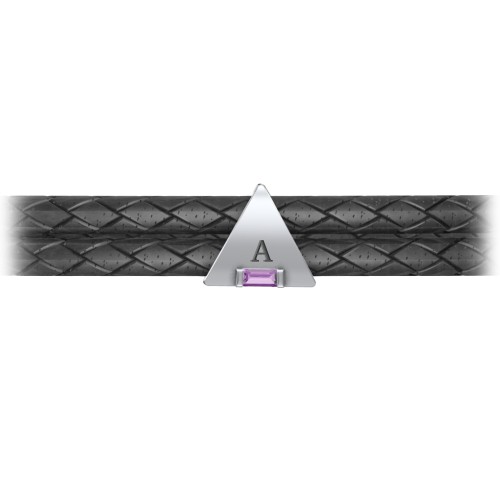 Men’s Leather Sterling Silver Engravable Gemstone Triangle Bracelet – Sterling Silver with Amethyst