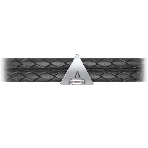 Men’s Leather Sterling Silver Engravable Gemstone Triangle Bracelet – Sterling Silver with Diamond