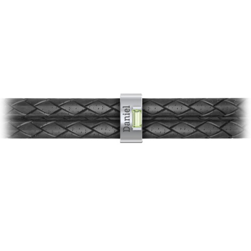Men’s Leather Sterling Silver Vertical Bar Bracelet with Gemstones – Sterling Silver with Peridot