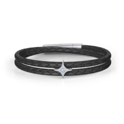Men’s Leather Sterling Silver North Star Bracelet