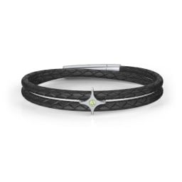 Men’s Leather Sterling Silver North Star Bracelet