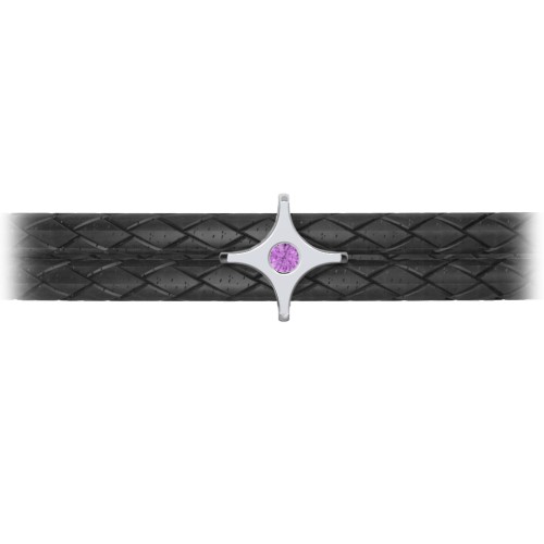 Men’s Leather Sterling Silver North Star Bracelet – Sterling Silver with Amethyst