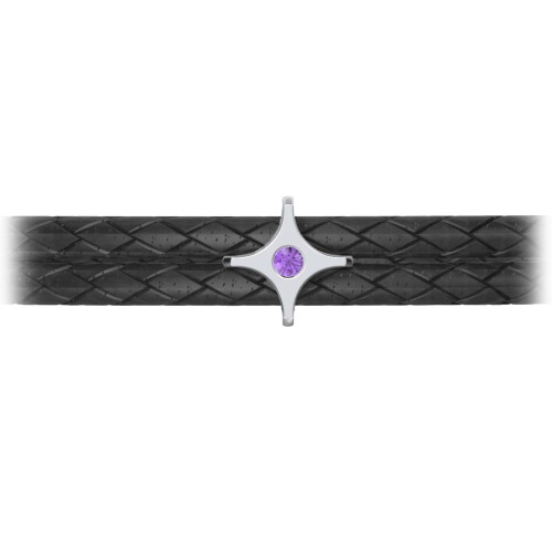 Men’s Leather Sterling Silver North Star Bracelet – Sterling Silver with Amethyst