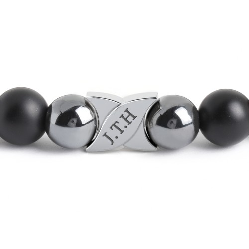 Men's Engravable S-Knot Bead Bracelet with X Charm – Sterling Silver with