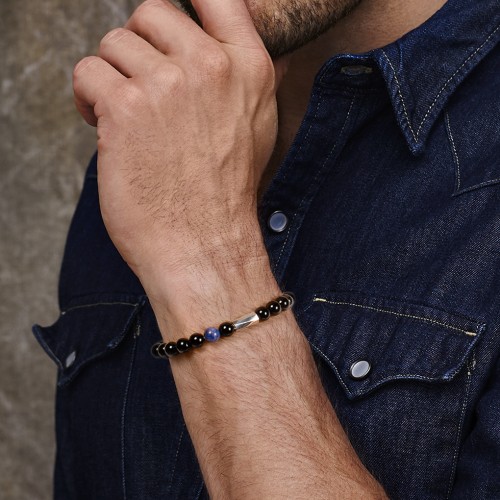 Men’s Engravable Twisted S-Knot Bead Bracelet
