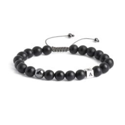 Menβs Matte Cube S-Knot Bead Bracelet