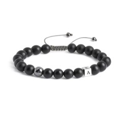 Men’s Matte Cube S-Knot Bead Bracelet – Sterling Silver with