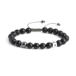 Men’s Matte Cube S-Knot Bead Bracelet in 925 Sterling Silver with