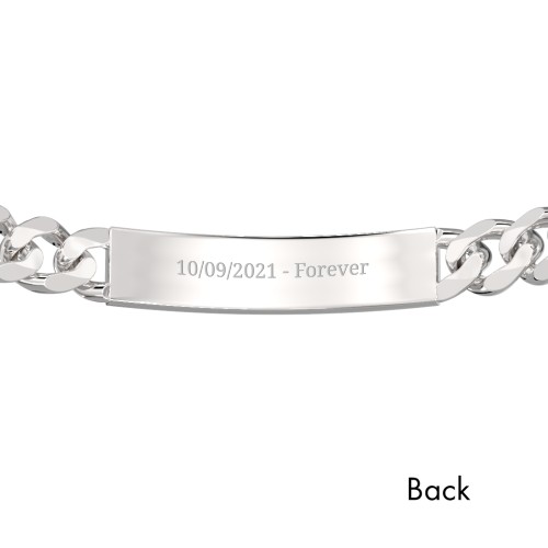 Men’s Engravable 7.5" Sterling Silver Wide Curb Link ID Bracelet