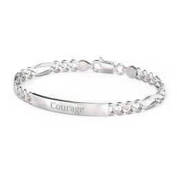 Men’s Engravable 8" Sterling Silver Figaro Link ID Bracelet