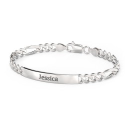 Men’s Engravable 8" Sterling Silver Figaro Link ID Bracelet in 925 Sterling Silver