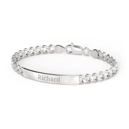 Men’s Engravable 8.5" Sterling Silver Curb Link ID Bracelet