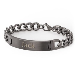 Men’s Engravable 8.75" Gunmetal Stainless Steel Curb Link ID Bracelet in Stainless Steel