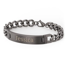 Men’s Engravable 8.75" Gunmetal Stainless Steel Curb Link ID Bracelet in Stainless Steel