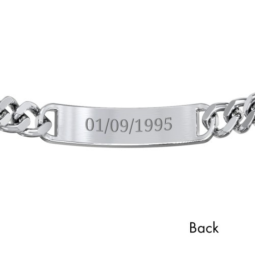 Men’s Engravable 8.5" Stainless Steel Curb Link ID Bracelet