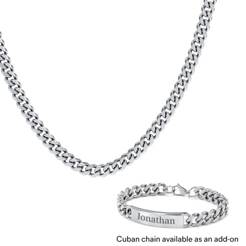 Men’s Engravable 8.5" Stainless Steel Curb Link ID Bracelet