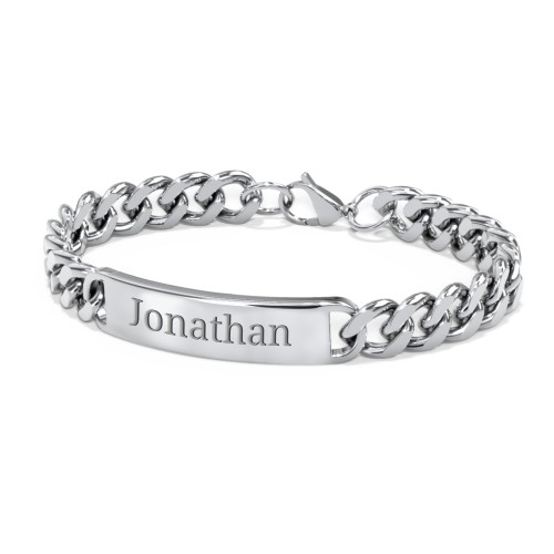 Men’s Engravable 8.5" Stainless Steel Curb Link ID Bracelet – Stainless Steel