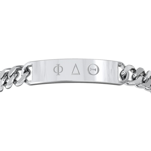 Men’s Engravable 8.5" Stainless Steel Curb Link Fraternity ID Bracelet