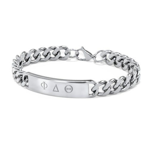 Men’s Engravable 8.5" Stainless Steel Curb Link Fraternity ID Bracelet