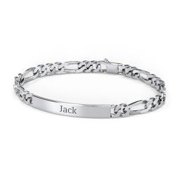 Men’s Engravable 8.25" Stainless Steel Figaro Link ID Bracelet in Stainless Steel