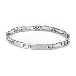 Men’s Engravable 8.25" Stainless Steel Figaro Link ID Bracelet