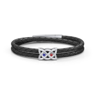 Men’s Sterling Silver Celtic Knot Bracelet With 2 Gemstones