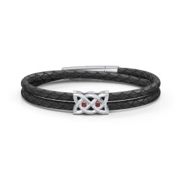 Men’s Sterling Silver Celtic Knot Bracelet With 2 Gemstones in 925 Sterling Silver with Garnet