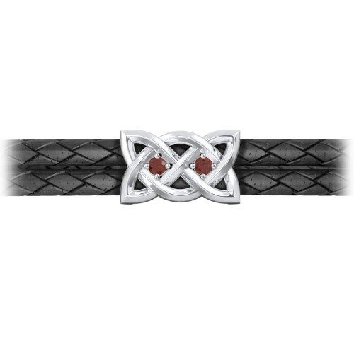 Men’s Sterling Silver Celtic Knot Bracelet With 2 Gemstones – Sterling Silver with Garnet