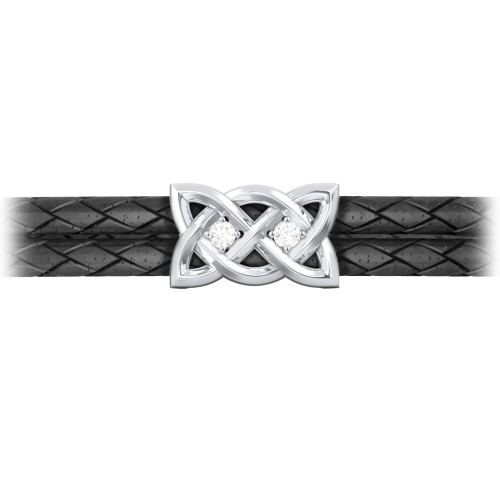 Men’s Sterling Silver Celtic Knot Bracelet With 2 Gemstones – Sterling Silver with Cubic Zirconia