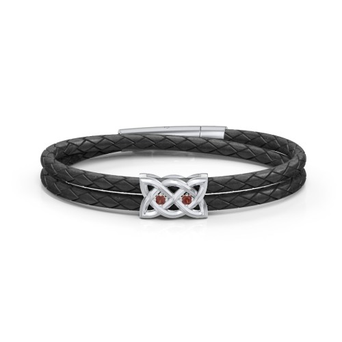 Men’s Sterling Silver Celtic Knot Bracelet With 2 Gemstones – Sterling Silver with Garnet