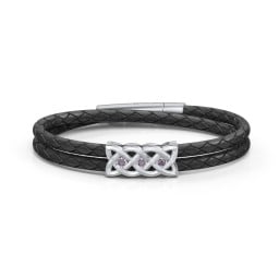 Menβs Sterling Silver Celtic Knot Bracelet With 3 Gemstones