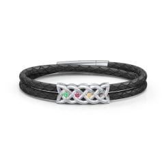 Men’s Sterling Silver Celtic Knot Bracelet With 4 Gemstones