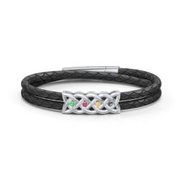 Men’s Sterling Silver Celtic Knot Bracelet With 4 Gemstones