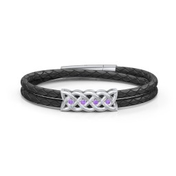 Men’s Sterling Silver Celtic Knot Bracelet With 4 Gemstones in 925 Sterling Silver with Amethyst