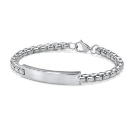 Men’s Engravable 7.5" Stainless Steel Rounded Chain Link ID Bracelet