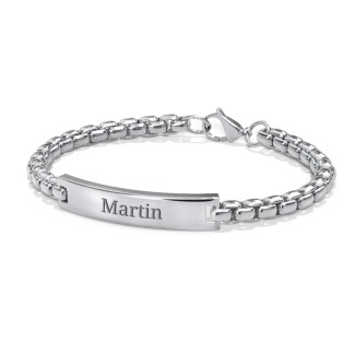 Men’s Engravable 7.5" Stainless Steel Rounded Chain Link ID Bracelet
