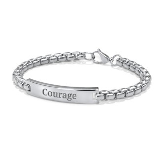 Men’s Engravable 8" Stainless Steel Rounded Chain Link ID Bracelet