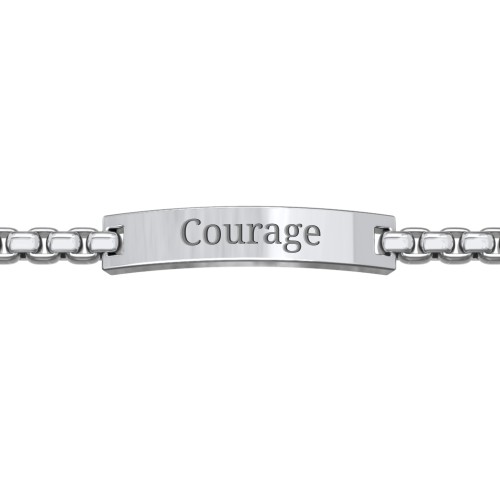 Men’s Engravable 8" Stainless Steel Rounded Chain Link ID Bracelet – Stainless Steel