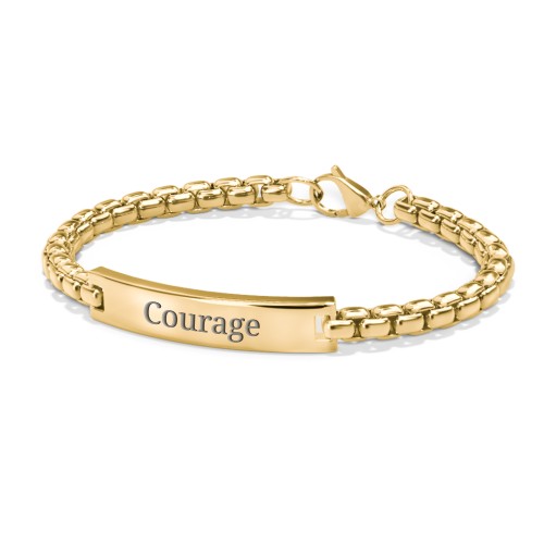 Men’s Engravable 8" Yellow Stainless Steel Rounded Chain Link ID Bracelet – Stainless Steel
