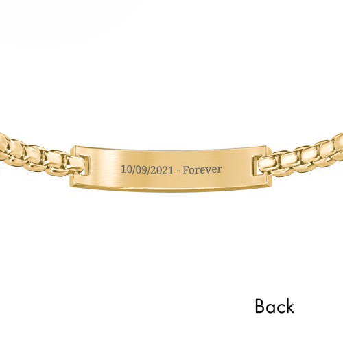 Men’s Engravable 8.5" Yellow Stainless Steel Rounded Chain Link ID Bracelet – Stainless Steel