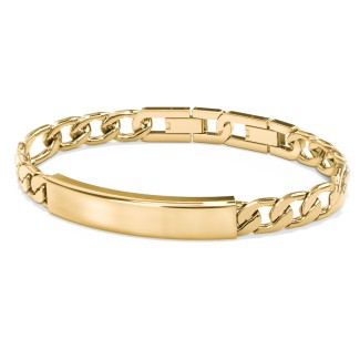 Men’s Engravable & Adjustable Gold Stainless Steel Curb Link ID Bracelet