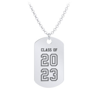 Engravable 2023 Graduation Dog Tag Necklace