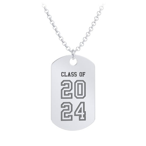 Engravable 2024 Graduation Dog Tag Necklace