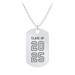 Engravable 2025 Graduation Dog Tag Necklace – Sterling Silver