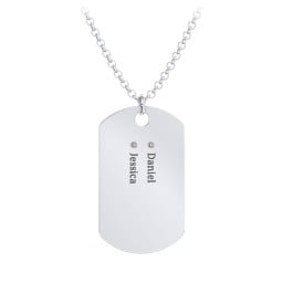 Men's Engravable Dog Tag Necklace with 2 Birthstones