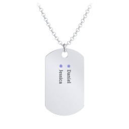Men's Engravable Dog Tag Necklace with 2 Birthstones