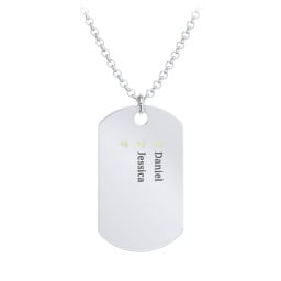 Men's Engravable Dog Tag Necklace with 3 Birthstones