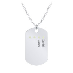 Men's Engravable Dog Tag Necklace with 4 Birthstones