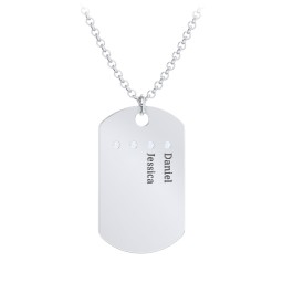 Men's Engravable Dog Tag Necklace with 4 Birthstones